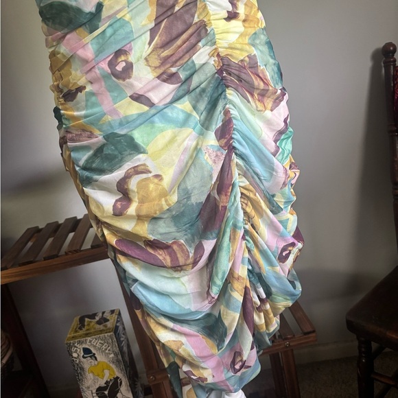 Ted Baker Amelia Multi   Green  Ruched Wrap Mini Dress - Picture 4 of 11